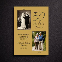 Cartão De Agradecimento Elegant 50th Anniversary Gold Photo Thank You