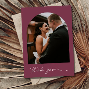 Cartão De Agradecimento Elegant Arch Photo Jewel Tone Wedding Thank You