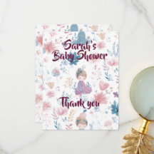 Elegant Baby Girl Shower Flat Thank You Card