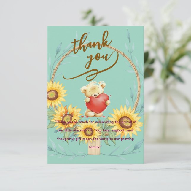Cartão De Agradecimento Elegant Baby personalized Flat Thank You Card (Em pé/Frente)