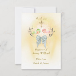 Cartão De Agradecimento Elegant baptism Cross Flat Thank You Card
