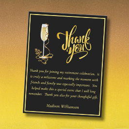 Cartão De Agradecimento Elegant Black and Gold Budget Retirement