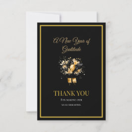Cartão De Agradecimento Elegant Black And Gold New Year Thank You Card
