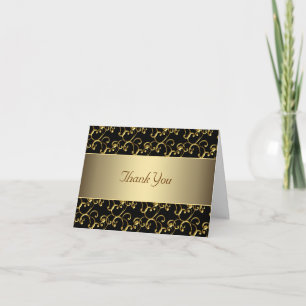 Cartão De Agradecimento Elegant Black and Gold Thank You