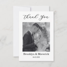 Cartão De Agradecimento Elegant Black And White Thank You Wedding Card