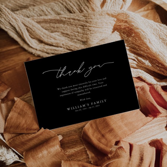 Cartão De Agradecimento Elegant Black Funeral (Criador carregado)