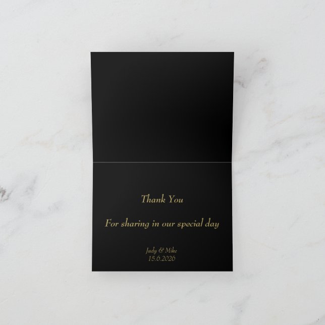 Cartão De Agradecimento Elegant Black & Gold Than You card (Interior)