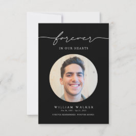 Cartão De Agradecimento Elegant Black Photo Forever In Our Hearts Funeral