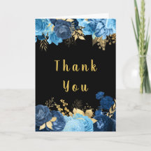 Elegant Blue and Gold Flowers Hanukkah Party