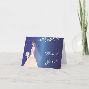 Cartão De Agradecimento Elegant Blue Bride Thank You Note Card