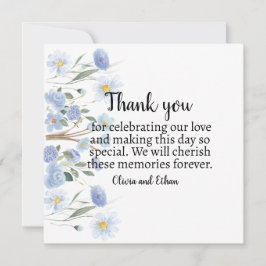 Cartão De Agradecimento Elegant Blue Floral Wedding Thank You Card