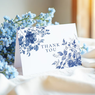 Cartão De Agradecimento Elegant Blue Toile Chinoiserie Bridal Shower