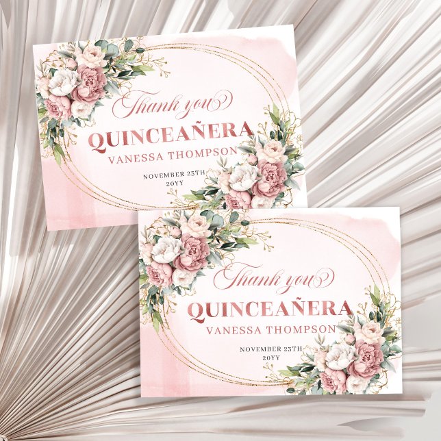 Cartão De Agradecimento Elegant Blush Pink Eucalyptus Boho Quince Thanks (Elegant Blush Pink Eucalyptus Boho Quince Thank You Card)