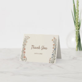Cartão De Agradecimento Elegant Boho Floral Wedding Thank You Card
