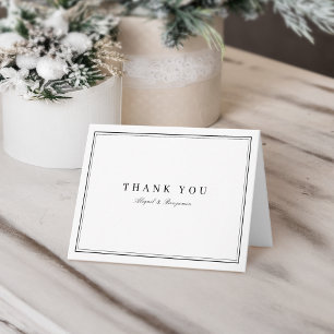Cartão De Agradecimento Elegant borders black white minimalist thank you