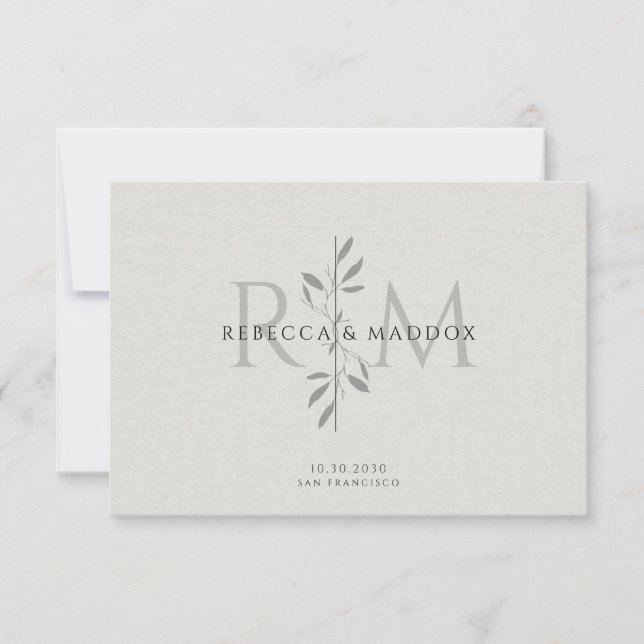 Cartão De Agradecimento Elegant Botanical Monogram Wedding (Frente)