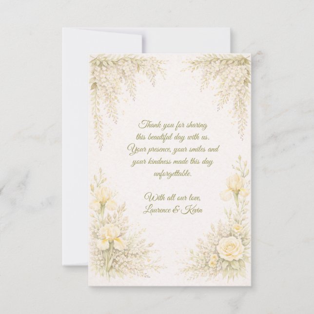 Cartão De Agradecimento Elegant Botanical Wedding  (Frente)