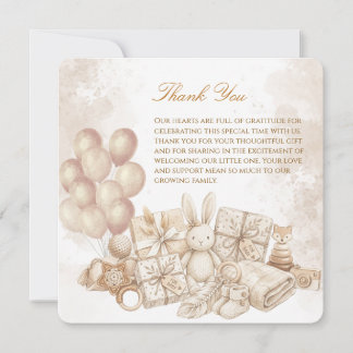 Cartão De Agradecimento Elegant Brown & Pastel Baby Shower card