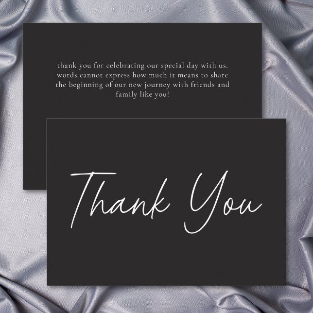 Cartão De Agradecimento Elegant Charcoal Black Minimalist Wedding (Elegant Charcoal Black Minimalist Wedding Thank You Card)