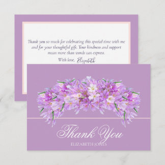 Cartão De Agradecimento Elegant Chic Purple Crocus Bridal Shower Thank You