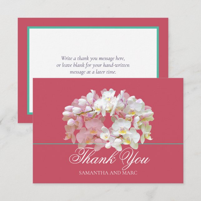 Cartão De Agradecimento Elegant Chic White Orchid Bridal Shower Thank You (Frente/Verso)