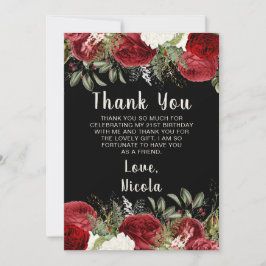 Cartão De Agradecimento Elegant Christmas Red Flowers Birthday Party