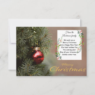 Cartão De Agradecimento Elegant Christmas Tree Card With Modern Ornaments