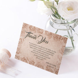 Cartão De Agradecimento Elegant Classic Floral Rustic Wedding Thank You 3
