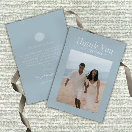 Cartão De Agradecimento Elegant Coastal Blue Wedding Flat Thank You Card