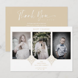 Cartão De Agradecimento Elegant Collage Lace Romantic 3 Photos Couple