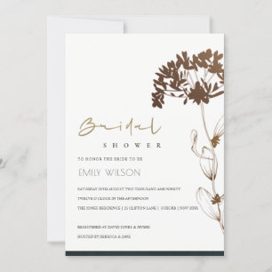 CARTÃO DE AGRADECIMENTO ELEGANT COPPER FOIL HYDRANGE BRIDAL SHOWER  INVITE