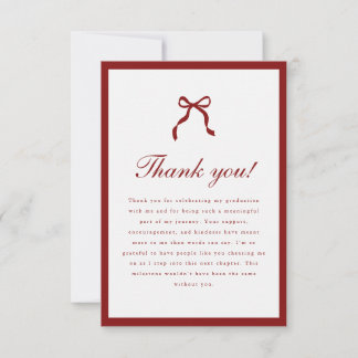 Cartão De Agradecimento Elegant Coquette Bow Checkered Graduation Party