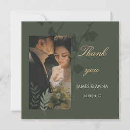 Cartão De Agradecimento Elegant customizable olive green wedding 