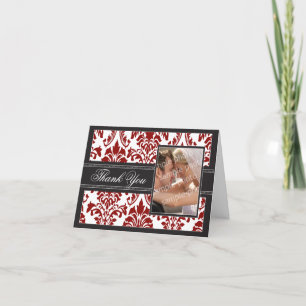 Cartão De Agradecimento Elegant Damask Custom Thank You Card (red/black)