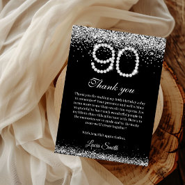 Cartão De Agradecimento Elegant Diamonds 90th Birthday Thank you Card