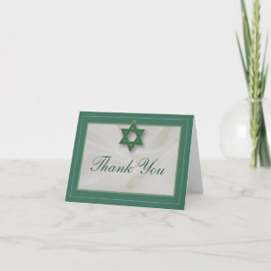 Cartão De Agradecimento Elegant Fabric Bar Mitzvah Thank You Card Green