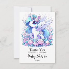 Cartão De Agradecimento Elegant Fantasy Unicorn Chá de fraldas
