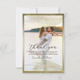 Cartão De Agradecimento Elegant Feather Photo Thank You Card Luxury Event