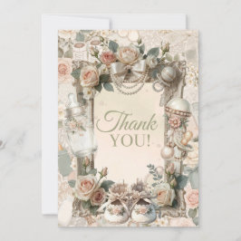Cartão De Agradecimento Elegant First Bloom Baby Shower Thank You Note wit
