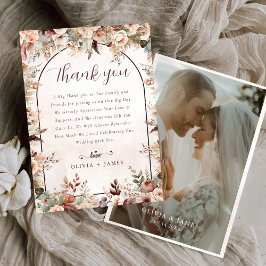 Cartão De Agradecimento Elegant Floral Boho Wedding
