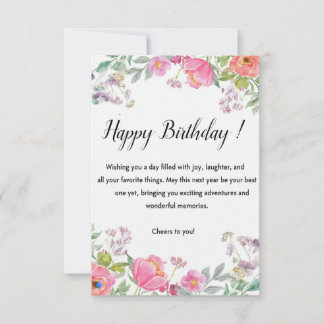 Cartão De Agradecimento Elegant Floral Happy Birthday Greeting Card
