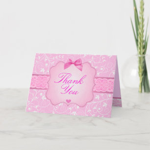 Cartão De Agradecimento Elegant Floral Pink Thank You Card