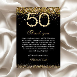 Cartão De Agradecimento Elegant Gold Diamonds 50th Birthday Thank you Card