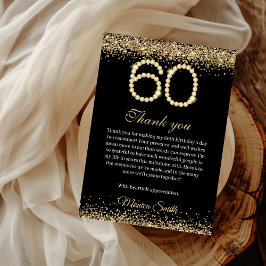 Cartão De Agradecimento Elegant Gold Diamonds 60th Birthday Thank you Card