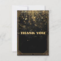 Elegant Gold Glitter Thank You Card | Black & Gold