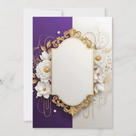 Cartão De Agradecimento Elegant Gold Ornate Frame with White Floral