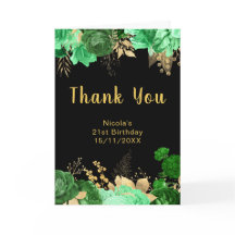 Elegant Green and Gold Flowers Birthday Party