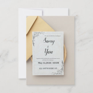 Cartão De Agradecimento Elegant Green Floral Save the Date Wedding Invitat