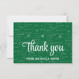 Cartão De Agradecimento Elegant Green Script Mathematics Graduation Thank