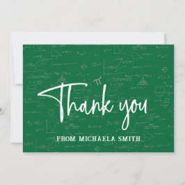 Cartão De Agradecimento Elegant Green Script Typography Math Graduation